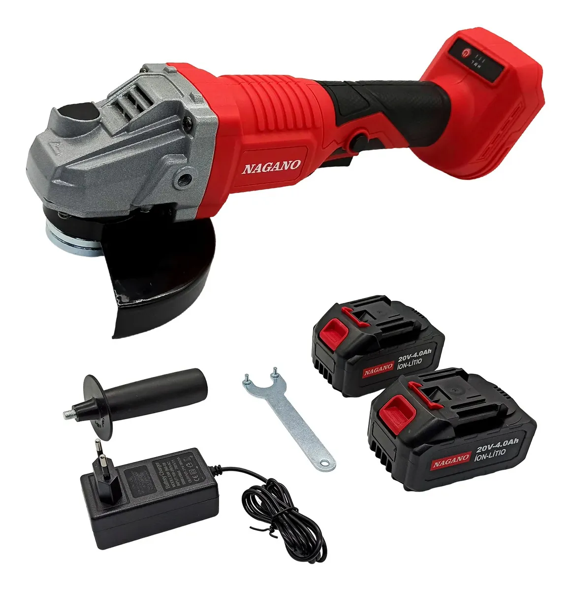 Esmerilhadeira Lixadeira Angular Com 2 Baterias 20v 4.0ah 12 Vermelho