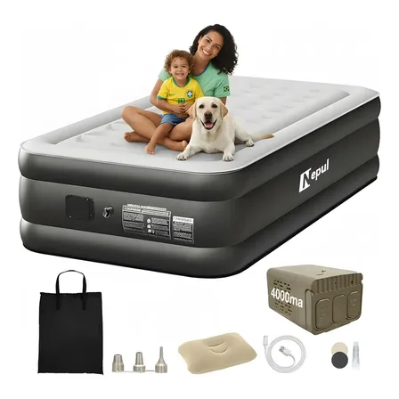 Colchão Inflável Solteiro Nepul Com Travesseiro 190*100*46cm Preto