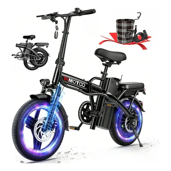 Oimotoo S6 Bicicleta Elétrica Adulto Dobrável, 450w-35km-40km/h-120kg, Ebike Motor-autonomia-velocidade-capacidade De Carga, Bike Com Sistema De Freios A Disco, Faróis Dianteiros,14 Aro