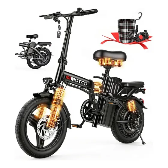 Oimotoo A9 Pro Bicicleta Elétricadobrável, 600w-40km-40km/h-120kg, Scooter Motor-autonomia-velocidade-capacidade Máxima De Carga, Bike Com Amortecimento De Nível 11,14 Aro Oimotoo A9 Bicicleta Elétric