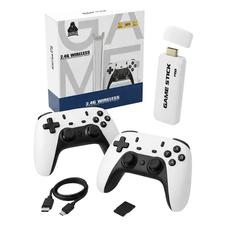 Adaptador Videogame Game M15 Hdmi Retrô 2 Controles Jogadores Branco Stick