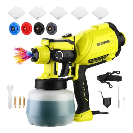 Pistola De Pintura 1600w Motor De Cobre Puro 1200ml Elétrica Profissional Pulverizador 38000rpm Com 4 Bicos De Cobre 127v Desoon