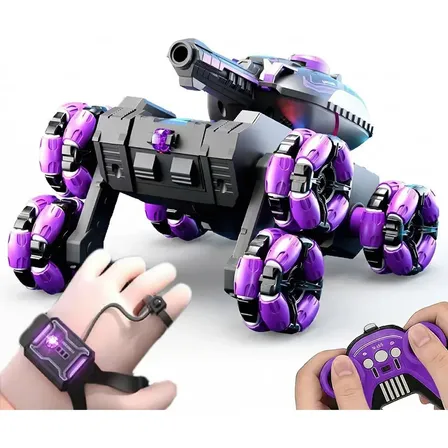 Carrinho Controle Remoto Tanque De Guerra Atira Bolinha Cor Lilás Personagem Tanque Controle Remoto