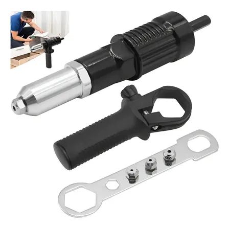 Adaptador De Rebitadeira Para Parafusadeira Com 4 Bicos | Transforma Em Pistola De Rebite Elétrica | Uso Com Ferramentas... 1