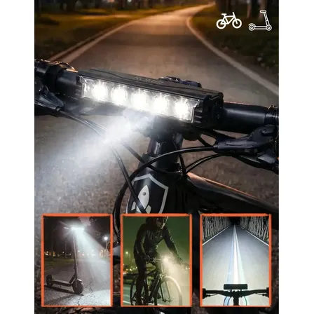 Farol Bike Lanterna Bicicleta Led Forte Patinete Recarregável Usb Monster 5 Led Tg3 20.000 Lúmens Alumínio Resistente Água Bateria Longa Duração Alta Visibilidade Noturna Trilha Mtb Profissional Komei
