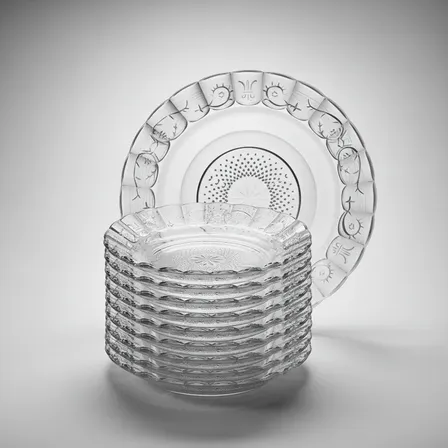 Jogo De Pratos Fundos Egípcio 12 Peças Estrela Transparente