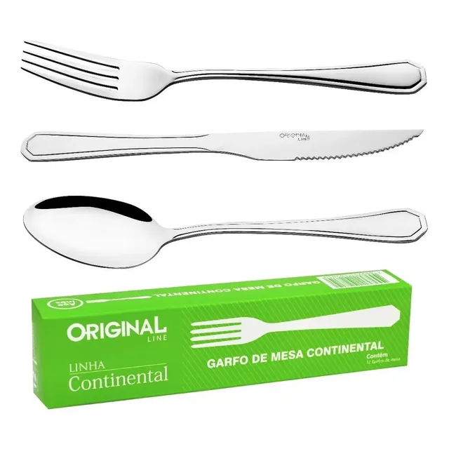 Jogo Garfo Faca Colher Inox 18 Peças Restaurante Bufffet Aço Inox