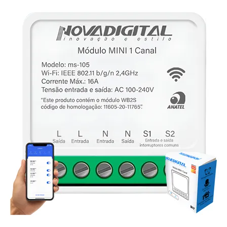 Interruptor Inteligente Wifi Novadigital Mini 1ch 16a Alexa