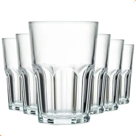 Jogo De Copos Em Vidro 6 Peças Cozinha Água Suco Drink 350ml