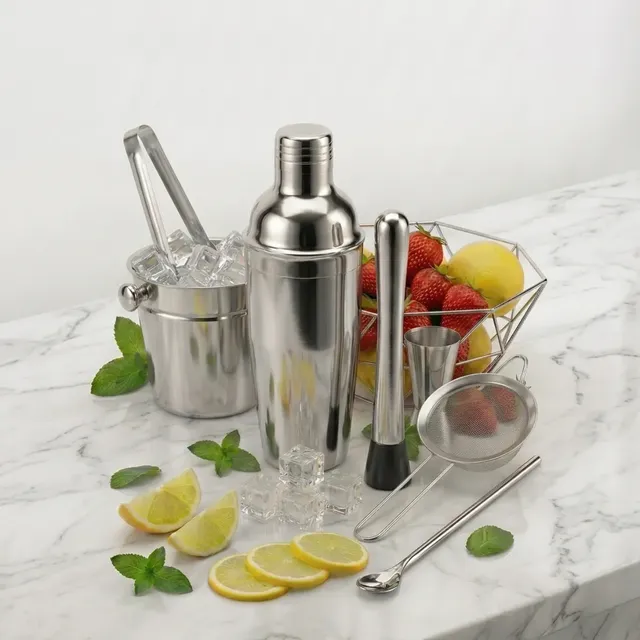 Kit Caipirinha Profissional 7 Peças Inox Coqueteleira 750 Ml
