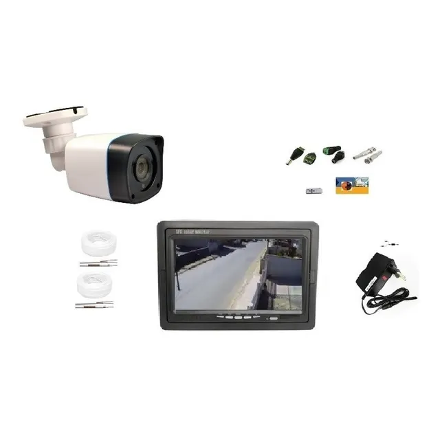 Kit Monitor 7 Lcd + 1 Camera Infravermelho +20mts Cabo Top