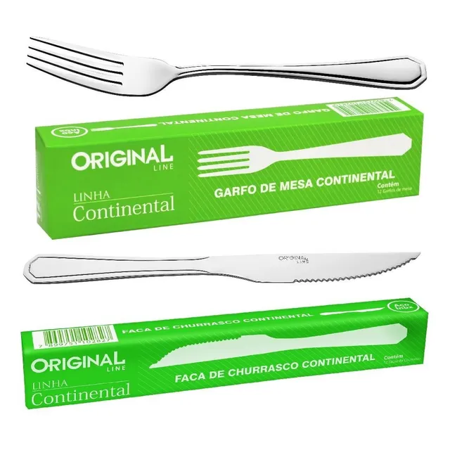 Jogo Garfo Faca Inox 24 Peças Bar Restaurante Buffet