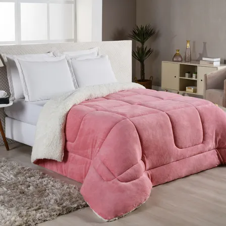 Edredom Sherpa Cobertor E Coberdrom Casal Queen Grosso Cores