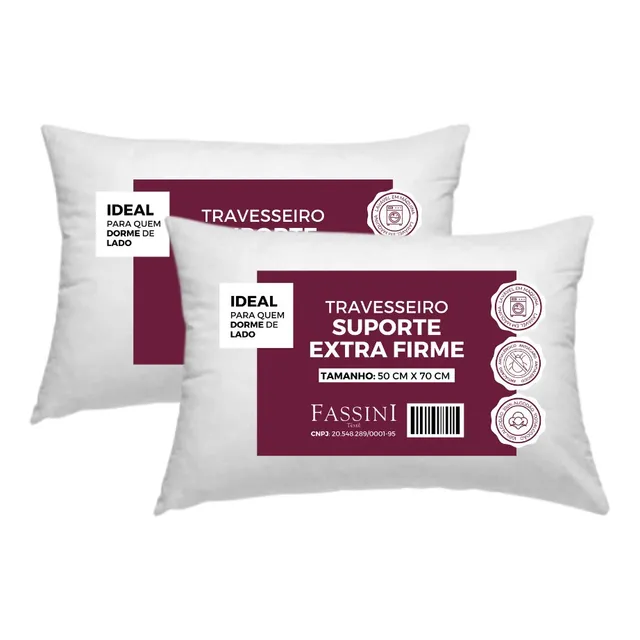 Kit 2 Travesseiro Antialérgico 50x70 Extra Firme