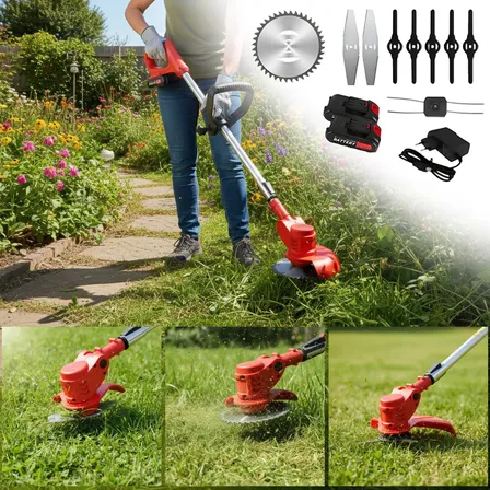 Roçadeira Á Bateria Completa 48v Cortador De Grama Eletrico