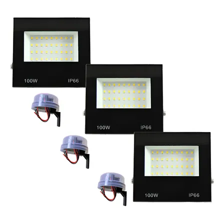 Refletor Led 100w Sensor Fotocélula Acende A Noite Apaga Dia