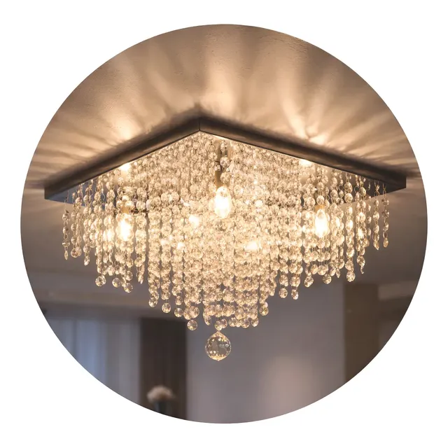 Lustre Sala De Jantar Cristal Autêntico 40x40 Luminária Luxo