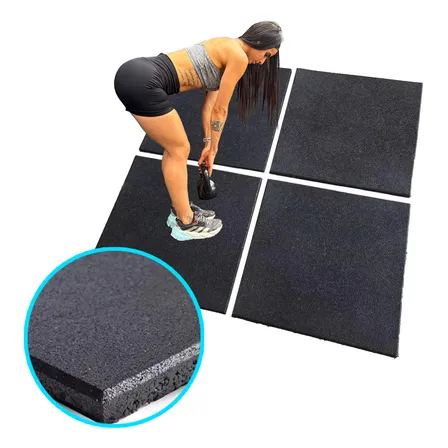 Kit 12 Placas Piso Borracha Academia 15mm 50x50cm