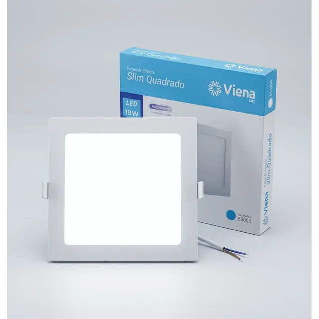 Kit 10 Painel Plafon Luminaria Led Quadrado Embutir Slim 18w