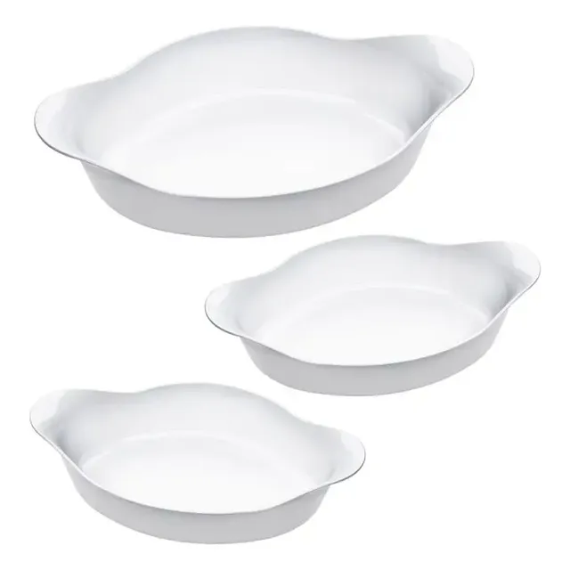 Conjunto De Assadeiras Opaline 3 Peças Oval Branco Marinex