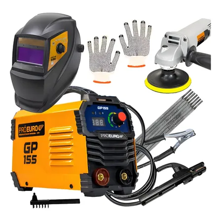 Kit De Solda Inversora 155a 110v + Esmerilhadeira + Máscara
