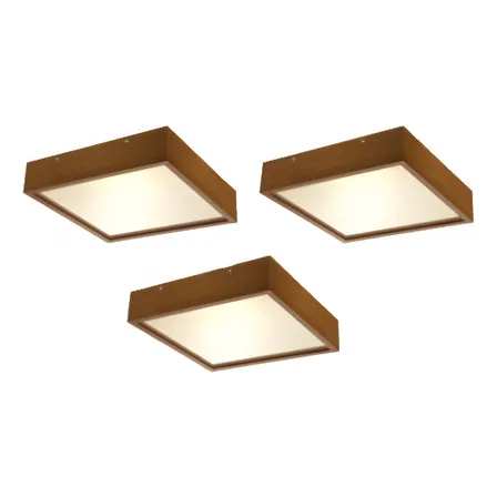 Kit C/3 Luminárias Plafon Madeira De Teto 20x20