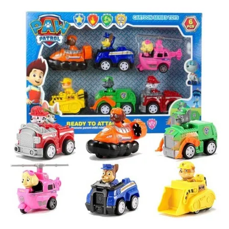 Patrulha Canina Coleção 6 Carrinhos Fricção Brinquedo