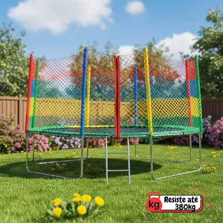 Cama Elástica Trampolim 305 Cm, 380 Kg, Com Rede E Escada