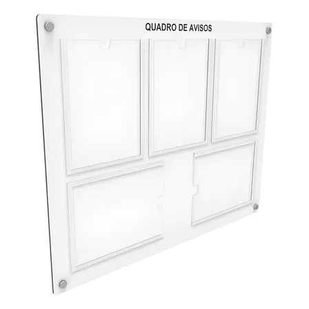 Quadro De Aviso Em Mdf C/ 5 Displays Acrílico Para Folha A4