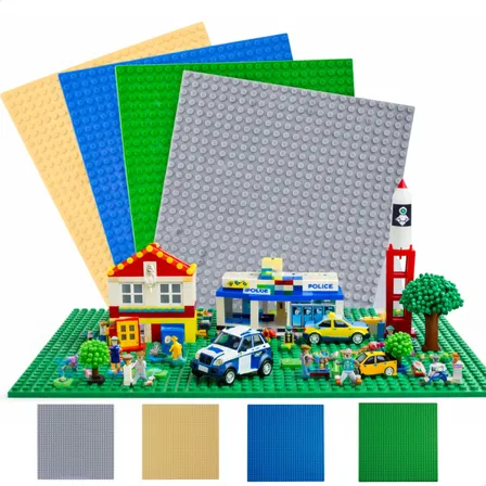 Placa Bases Blocos Montagem Verde, Azul, Cinza Leg