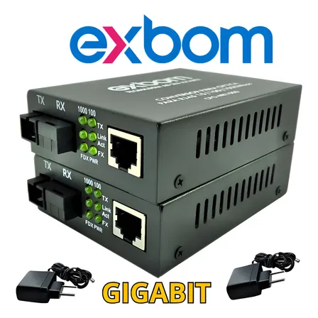 Conversor Mídia Fibra Óptica Gigabit Rj45 1000mb Par A+b