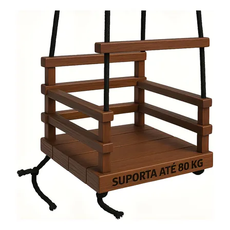 Balanço Cadeirinha Infantil Suspenso Madeira Quintal Jardim