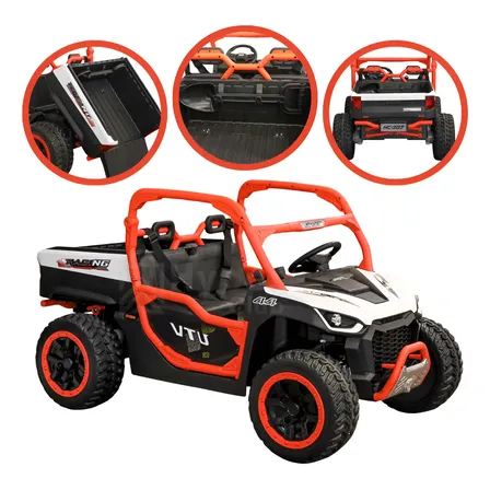 Carrinho Elétrico Infantil Utv 24v 100kg 4x4 2 Lugares Laranja