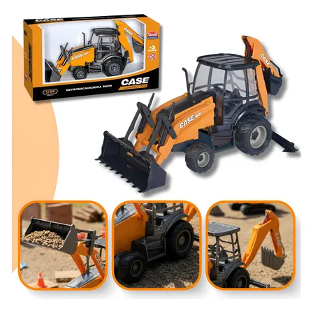 Retroescavadeira Trator Brinquedo Miniatura Case Usual 580n