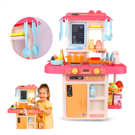 Kit Cozinha Brinquedo Completa Infantil Rosa 41pç Completo