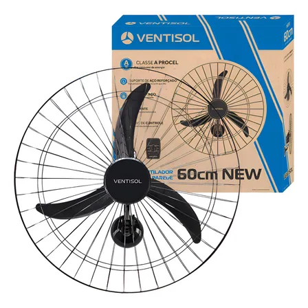 Ventilador De Parede Ventisol New 60cm Com 3 Pás De Plástico