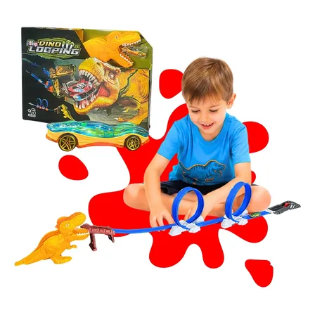 Pista De Carrinho Dinossauro Looping Veloz Radical Lançador