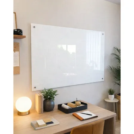 Lousa De Vidro Branco 90x60cm Temperado Fácil Instalação