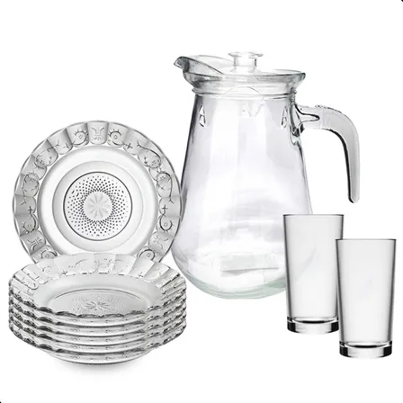Conjunto De Vidro Completo Com Pratos, Copos E Jarra