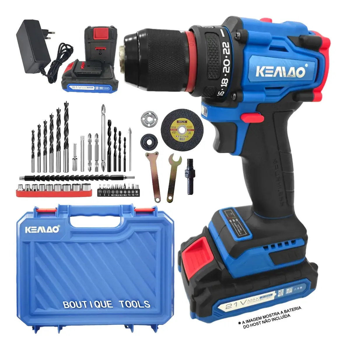 Parafusadeira Furadeira 21v 2 Baterias C/maleta+35 Acessório