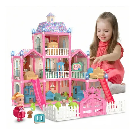 Casinha Casa Boneca Decorada Com Luzes Y Princesas Enfeites