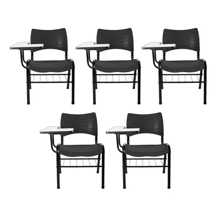 Cadeira Escolar Iso Fixa C/prancheta Universitária Kit 5