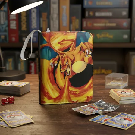 Porta 400 Cards Pokémon Charizard Album Fichario Com Ziper