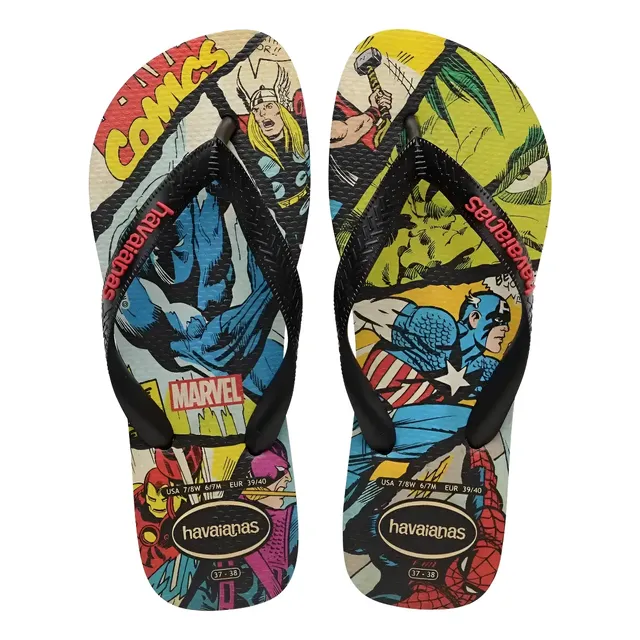 Chinelo Havaianas Marvel Logomania Homem Aranha Herois Dc Preto/vermelho Marvel Comics 39/40 Br
