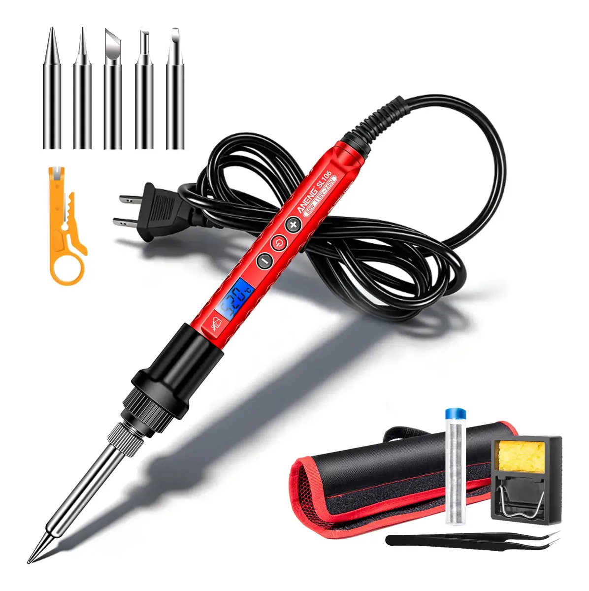 Kit Ferro De Solda 60w Estanho Com Regulagem De Temperatura