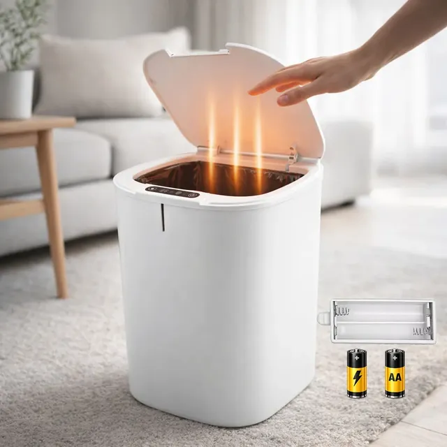 Lixeira Inteligente 16l Sensor Automático Tampa Touch Casa Branco