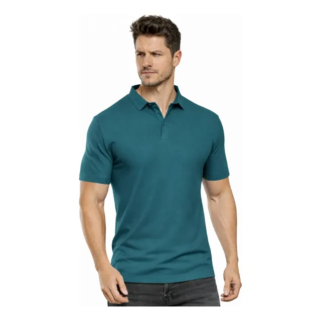 Camiseta Polo Masculina Poliamida Malha Fria Camisa Dry Fit Cinza Aço P
