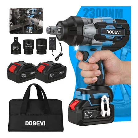 Chave De Impacto 2300n.m Dobevi Sem Escovas + 2 Baterias Azul 110/220v 127/220v