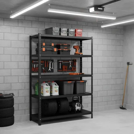 Prateleira De Aço 5 Bandejas 40x92cm Preta Coluna Triparti