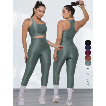 Conjunto Canelado Academia Zero Transparência Legging + Top
